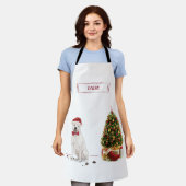 アメリカ(犬)スタッフォードテリアおもしろいークリスマスドッグ エプロン (着用した状態)