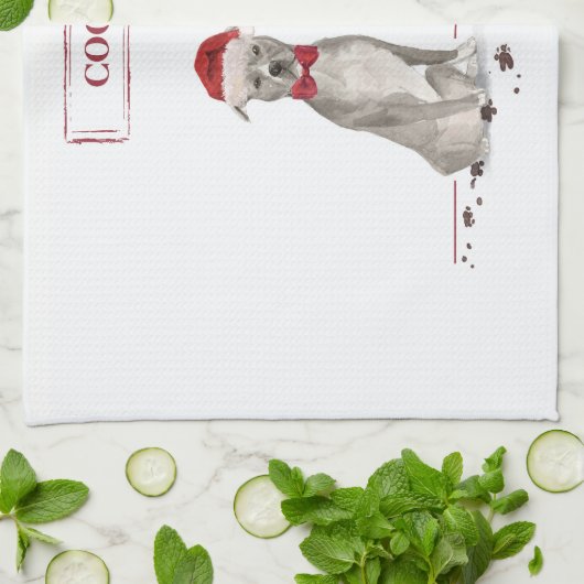 アメリカ(犬)スタッフォードテリアおもしろいークリスマスドッグ キッチンタオル (折り畳み)