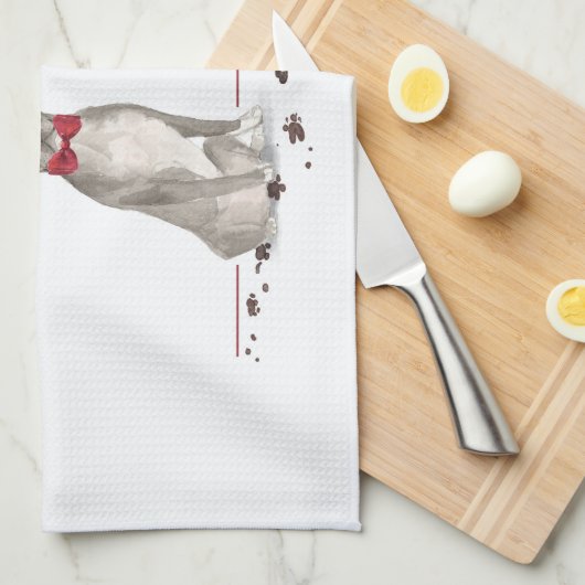 アメリカ(犬)スタッフォードテリアおもしろいークリスマスドッグ キッチンタオル (四つ折り)