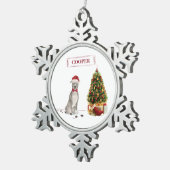 アメリカ（犬）スタッフォードテリアおもしろいークリスマスドッグ スノーフレークピューターオーナメント (右)