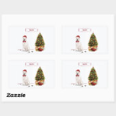 アメリカ（犬）スタッフォードテリアおもしろいークリスマスドッグ 長方形シール (シート)