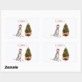 アメリカ（犬）スタッフォードテリアおもしろいークリスマスドッグ 長方形シール (シート)