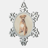 アメリカ(犬)スタッフォードテリアの子犬のスケッチのペンキ スノーフレークピューターオーナメント (右)