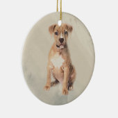 アメリカ(犬)スタッフォードテリアの子犬のスケッチのペンキ セラミックオーナメント (右)