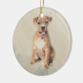アメリカ(犬)スタッフォードテリアの子犬のスケッチのペンキ セラミックオーナメント (左)