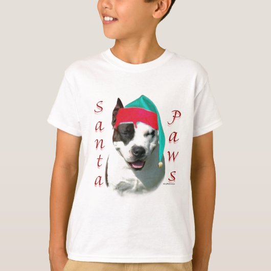 アメリカ(犬)スタッフォードテリアサンタポーズ Tシャツ (正面)