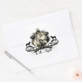 アメリカ(犬)スタッフォードテリアステッカー ラウンドシール (封筒)