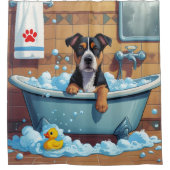 アメリカ(犬)スタッフォードテリアスリーピーカワイイおもしろい シャワーカーテン (正面)