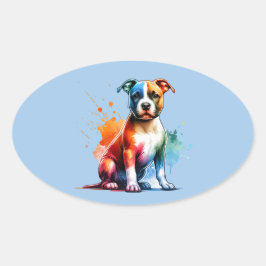 アメリカ（犬）スタッフォードテリアドッグ 楕円形シール