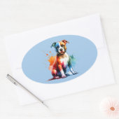 アメリカ（犬）スタッフォードテリアドッグ 楕円形シール (封筒)