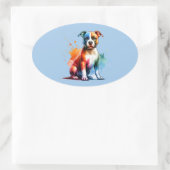 アメリカ（犬）スタッフォードテリアドッグ 楕円形シール (バッグ)