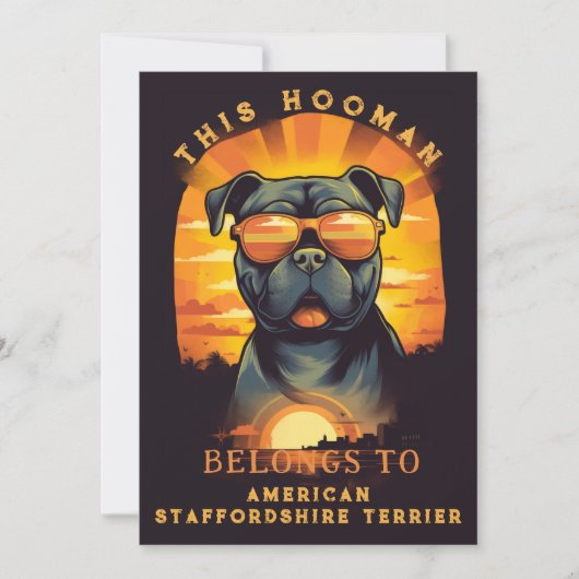 アメリカ（犬）スタッフォードテリアパーソナライズされた親 案内状 (正面)