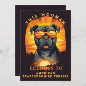 アメリカ（犬）スタッフォードテリアパーソナライズされた親 案内状 (正面/裏面)