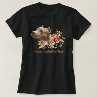 アメリカ(犬)スタッフォードテリアフローライラストレーション Tシャツ