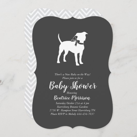 アメリカ（犬）スタッフォードテリア犬ベビーシャワー 招待状 (正面/裏面)