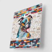 アメリカ(犬)スタッフォードテリア – アンスタッフ スクエア壁時計 (傾斜)