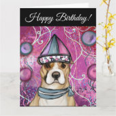 アメリカ（犬）スタッフォードテリア カード (黄色い花)