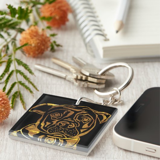 アメリカ（犬）スタッフォードテリア キーホルダー (正面右)