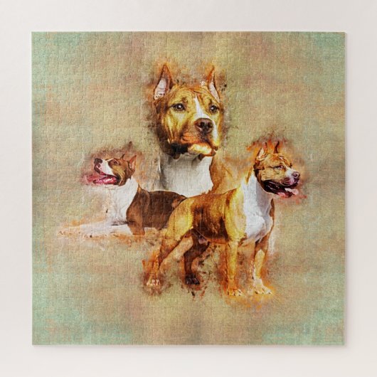 アメリカ（犬）スタッフォードテリア- Amstaff ジグソーパズル (縦)