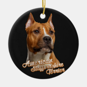 アメリカ（犬）スタッフォードテリア- Amstaff セラミックオーナメント