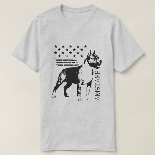 アメリカ（犬）スタッフォードテリア- Amstaff Tシャツ (デザイン正面)
