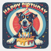 アメリカ（犬）スタッフォードドッグカラフル スクエアシール (正面)