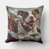 アメリカ（犬）スタッフォードドッグクリスマスフェスティバル クッション (正面)