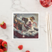 アメリカ（犬）スタッフォードドッグクリスマスフェスティバル スタンダードカクテルナプキン (インサイチュ)