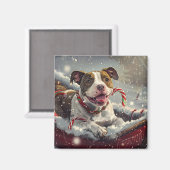 アメリカ（犬）スタッフォードドッグクリスマスフェスティバル マグネット (正面/裏面)