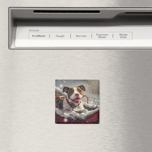 アメリカ(犬)スタッフォードドッグクリスマスフェスティバル マグネット (インサイチュ (食洗機))