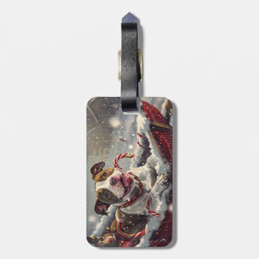 アメリカ(犬)スタッフォードドッグクリスマスフェスティバル ラゲッジタグ (裏面縦)