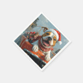 アメリカ（犬）スタッフォードドッグクリスマス スタンダードカクテルナプキン (角)