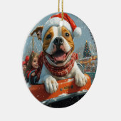 アメリカ(犬)スタッフォードドッグクリスマス セラミックオーナメント (右)
