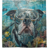 アメリカ（犬）スタッフォードドッグスキューバダイビングアンダーウォーター シャワーカーテン (正面)