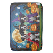 アメリカ(犬)スタッフォードドッグパンプキンハロウィンおもしろい バスマット (正面縦)