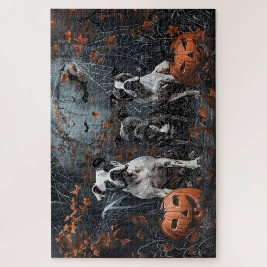 アメリカ(犬)スタッフォードハロウィンナイトドギー ジグソーパズル (縦)