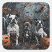 アメリカ(犬)スタッフォードハロウィンナイトドギー スクエアシール (正面)
