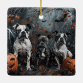 アメリカ(犬)スタッフォードハロウィンナイトドギー セラミックオーナメント (裏面)