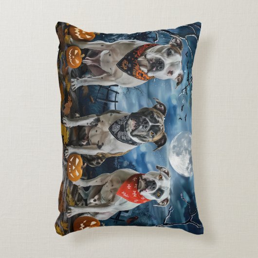 アメリカ(犬)スタッフォードハロウィン不気味 アクセントクッション (正面(垂直))