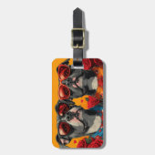 アメリカ(犬)スタッフォードハートバラバレンタインデー ラゲッジタグ (正面縦)