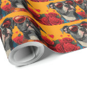 アメリカ(犬)スタッフォードハートバラバレンタインデー ラッピングペーパー (ロールコーナー)