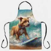 アメリカ（犬）スタッフォードビーチ絵画サーフィン エプロン (正面)