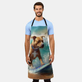 アメリカ(犬)スタッフォードビーチ絵画サーフィン エプロン (着用した状態)