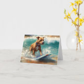 アメリカ(犬)スタッフォードビーチ絵画サーフィン カード (黄色い花)