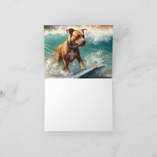 アメリカ（犬）スタッフォードビーチ絵画サーフィン カード (内部)