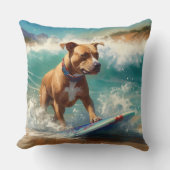 アメリカ（犬）スタッフォードビーチ絵画サーフィン クッション