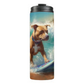 アメリカ(犬)スタッフォードビーチ絵画サーフィン タンブラー (正面)