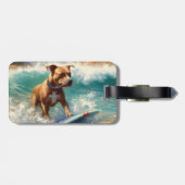 アメリカ(犬)スタッフォードビーチ絵画サーフィン ラゲッジタグ (裏面横)