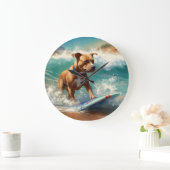 アメリカ（犬）スタッフォードビーチ絵画サーフィン ラージ壁時計 (ホーム)