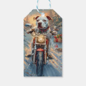 アメリカ(犬)スタッフォードライディングオートバイクリスマス ギフトタグ (裏面)
